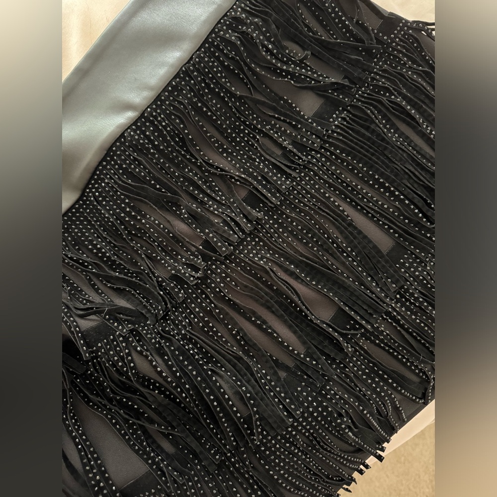 COPY - DKNY black suede fringe skirt size 6 - Picture 8 of 8